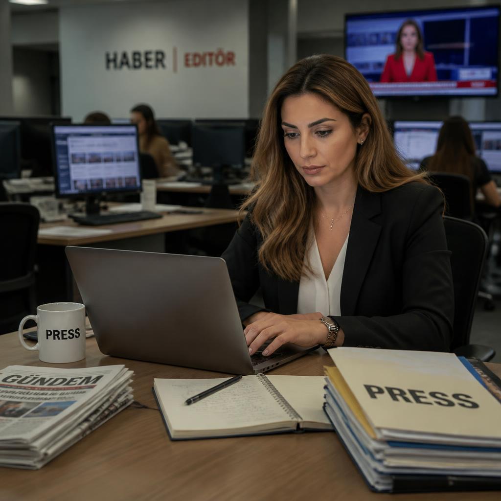 Uluslararası haber kanalında çalışan modern Türk editör
