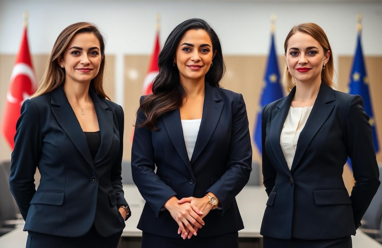 Uluslararası koruma politikaları için çalışan modern Türk diplomat kadınlar