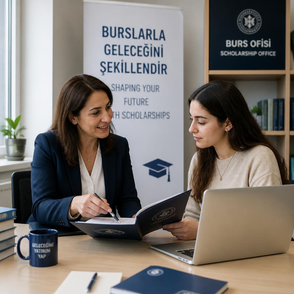 Üniversite danışma ofisinde görüşme yapan modern Türk uzmanlar